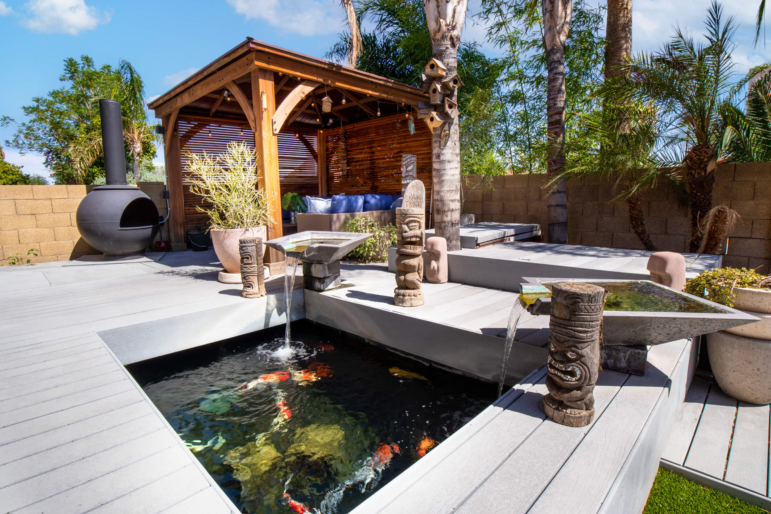 Backyard meditation area at mens transitional living home, Scottsdale AZ.